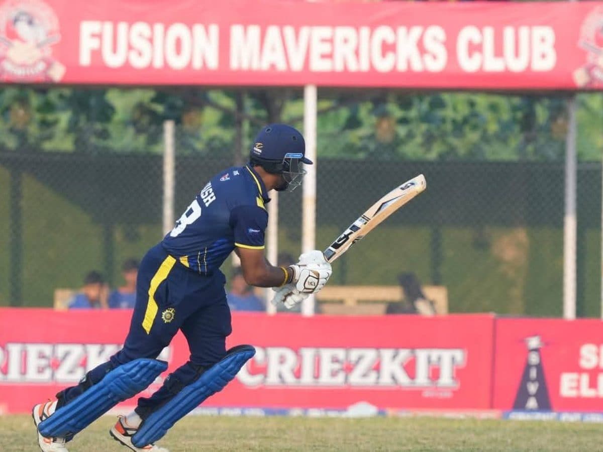 Batter at the crease at Fusion Mavericks Club, Supernova T10 League